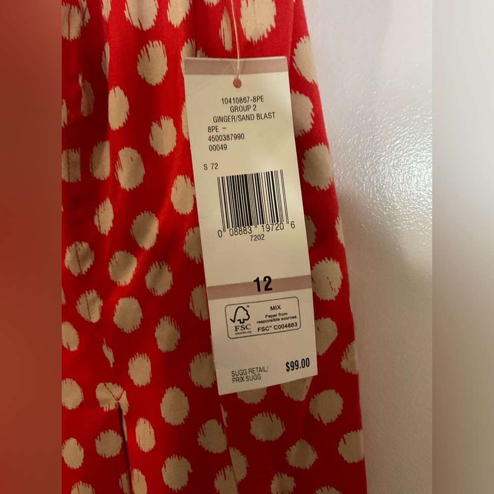 Nine West red white polkadot midi sleeveless dress size 12 - Picture 4 of 6
